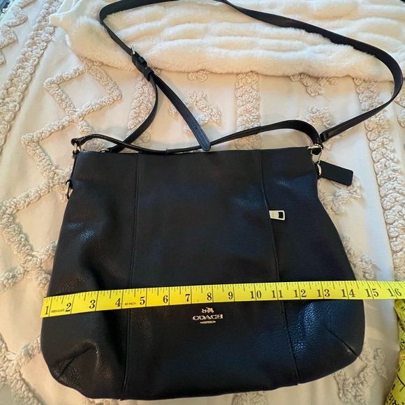 Coach Deep Navy Leather Crossbody Bag with Gold Accents - Picture 9 of 13